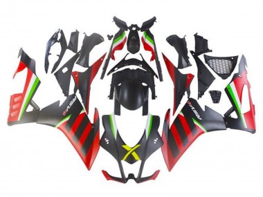 Custom 2009-2015 Aprilia RSV4 1000 Motorcycle Fairings - Matte Black Red Green Stripe