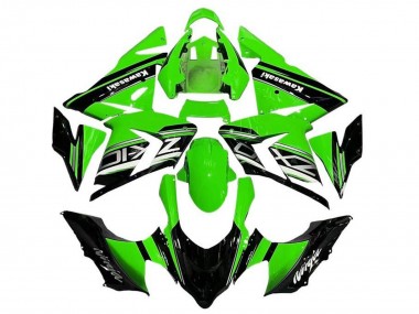Custom 2004-2005 Kawasaki ZX10R Motorcycle Fairings - Black Green Silver
