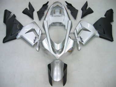 Custom 2004-2005 Kawasaki ZX10R Motorcycle Fairings - Glossy Silver Matte Black