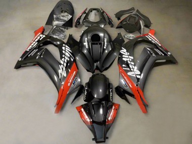 Custom 2011-2015 Kawasaki ZX10R Motorcycle Fairings - Faux Carbon Fiber Red White