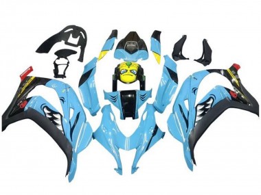Custom 2016-2020 Kawasaki ZX10R Motorcycle Fairings - Light Blue Yellow Shark