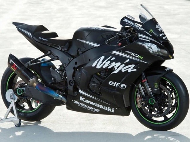 2016-2020 Kawasaki ZX10R Motorcycle Fairings - Matte Black White Elf Ninja