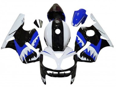 Custom 2000-2001 Kawasaki ZX12R Motorcycle Fairings - White Black Blue Shark