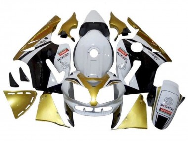 Custom 2000-2001 Kawasaki ZX12R Motorcycle Fairings - White Gold Black