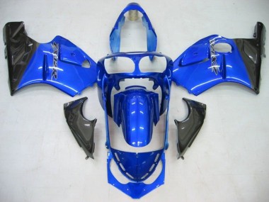 Custom 2002-2006 Kawasaki ZX12R Motorcycle Fairing - Blue Glossy Black
