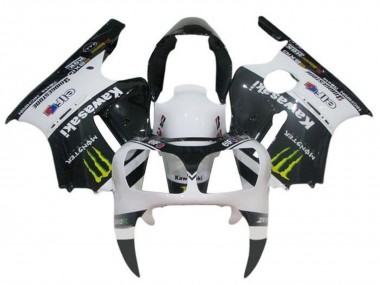 Custom 2002-2006 Kawasaki ZX12R Motorcycle Fairings - White Black Yellow Monster