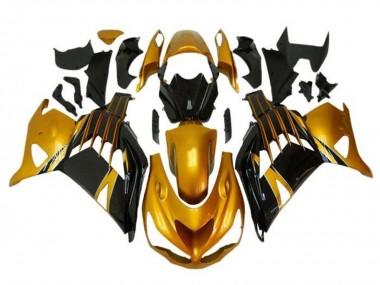Custom 2012-2024 Kawasaki ZX14R ZZR1400 Motorcycle Fairings - Gold Glossy Black