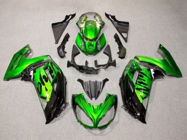 Custom 2012-2016 Kawasaki Ninja 650 EX650 Motorcycle Fairings - Green Glossy Black