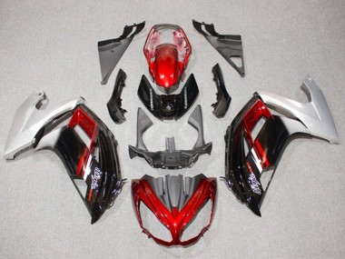 Custom 2012-2016 Kawasaki Ninja 650 EX650 Motorcycle Fairings - Silver Red Glossy Black