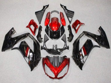 Custom 2012-2016 Kawasaki Ninja 650 EX650 Motorcycle Fairings - Red Glossy Black