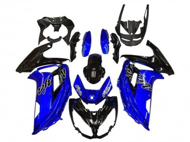 Custom 2012-2016 Kawasaki Ninja 650 EX650 Motorcycle Fairings - Blue Glossy Black