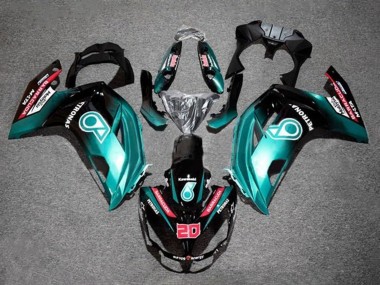 Custom 2012-2016 Kawasaki Ninja 650 EX650 Motorcycle Fairings - Blue Glossy Black Petronas