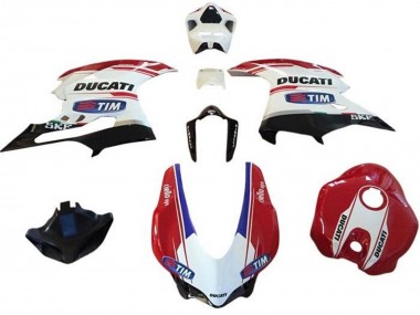 Custom 2015-2020 Ducati 959/1299 Motorcycle Fairings - White Red Blue Glossy Black Tim