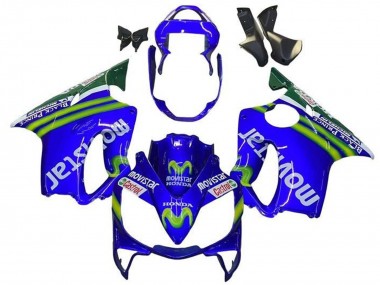 Custom 2001-2003 Honda CBR600 F4i Motorcycle Fairings - Blue Green White MoviStar