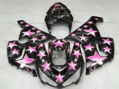 Custom 2005-2006 Kawasaki ZX6R Motorcycle Fairings - Black Pink Star
