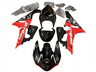 Custom 2005-2006 Kawasaki ZX6R Motorcycle Fairings - Glossy Black Red White Jordan