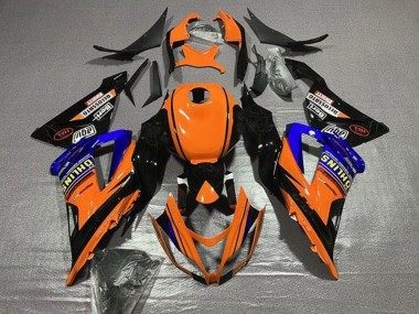 Custom 2013-2018 Kawasaki ZX6R Motorcycle Fairings - Orange Blue Black