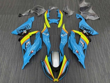 Custom 2013-2018 Kawasaki ZX6R Motorcycle Fairings - Light Blue Yellow Orange Black Silver