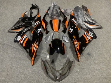 Custom 2013-2018 Kawasaki ZX6R Motorcycle Fairing - Orange Glossy Black