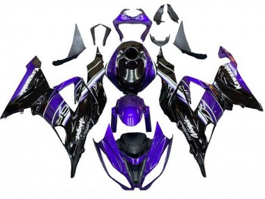 Custom 2013-2018 Kawasaki ZX6R Motorcycle Fairing - Blue Glossy Black