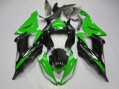 Custom 2013-2018 Kawasaki ZX6R Motorcycle Fairing - Green Glossy Black