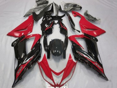 Custom 2013-2018 Kawasaki ZX6R Motorcycle Fairings - Red Glossy Black