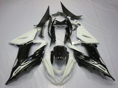 Custom 2013-2018 Kawasaki ZX6R Motorcycle Fairings - Pearl White Glossy Black