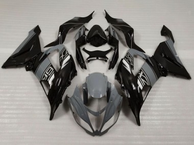 Custom 2013-2018 Kawasaki ZX6R Motorcycle Fairings - Nardo Grey Glossy Black