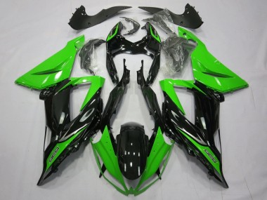 Custom 2013-2018 Kawasaki ZX6R Motorcycle Fairings - Green Glossy Black
