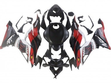 Custom 2019-2022 Kawasaki ZX6R Motorcycle Fairings - Matte Black Red White Shark