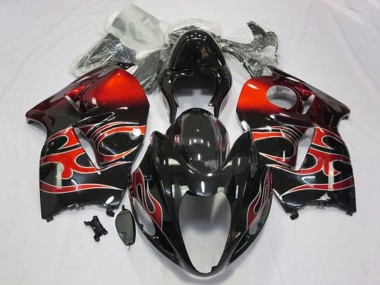 Custom 1996-2007 Suzuki GSXR 1300 Hayabusa Motorcycle Fairings - Glossy Black Red Tribal