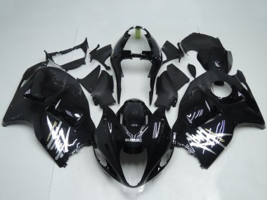 Custom 1996-2007 Suzuki GSXR 1300 Hayabusa Motorcycle Fairings - Glossy Black White Decal