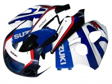 Custom 1996-2000 Suzuki GSXR 600 / GSXR 750 Motorcycle Fairings - Blue White Dark Blue Red