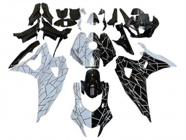 Custom 2021-2024 Yamaha YZF R7 Motorcycle Fairings - White Black Split Stripe