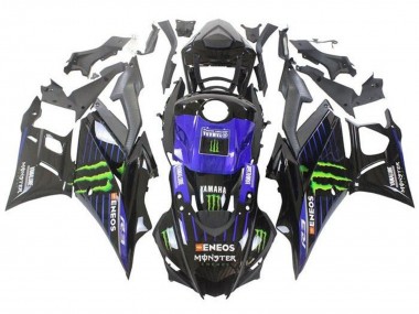 Custom 2019-2021 Yamaha YZF R3/R25 Motorcycle Fairings - Blue Glossy Black Green ENEOS Monster