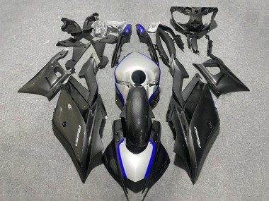 Custom 2019-2021 Yamaha YZF R3/R25 Motorcycle Fairings - Black Carbon Fiber Style Silver Blue