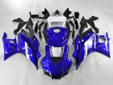 Custom 2019-2021 Yamaha YZF R3/R25 Motorcycle Fairings - White Blue Matte Black