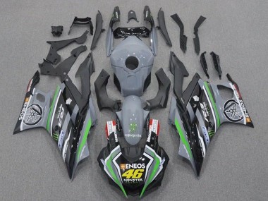 Custom 2019-2021 Yamaha YZF R3/R25 Motorcycle Fairings - Grey Black Green Black ENEOS Monster 46