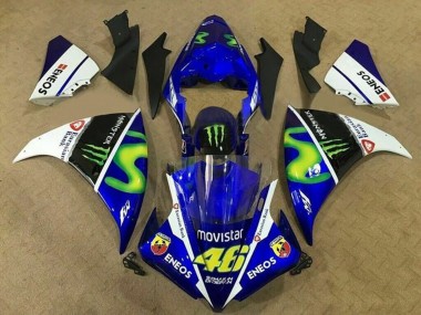 Custom 2012-2014 Yamaha YZF 1000 R1 Motorcycle Fairings - Blue White Black Green MoviStar Monster ENEOS