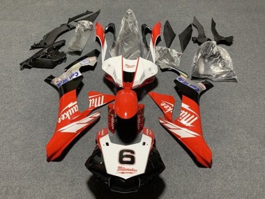 Custom 2015-2019 Yamaha YZF 1000 R1 Motorcycle Fairings - White Red Black Milwaukee