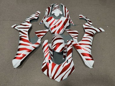 Custom 2015-2019 Yamaha YZF 1000 R1 Motorcycle Fairings - White Red Zebra