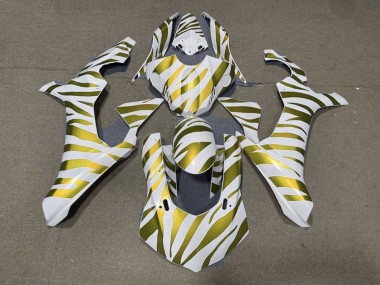 Custom 2015-2019 Yamaha YZF 1000 R1 Motorcycle Fairings - White Gold Zebra