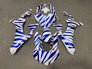 Custom 2015-2019 Yamaha YZF 1000 R1 Motorcycle Fairings - White Blue Zebra