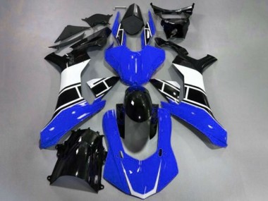 Custom 2015-2019 Yamaha YZF 1000 R1 Motorcycle Fairing - Blue White Glossy Black