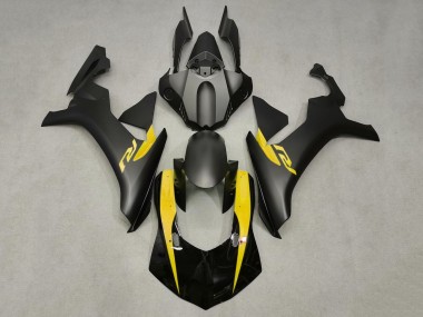 Custom 2015-2019 Yamaha YZF 1000 R1 Motorcycle Fairings - Matte Black Glossy Black Yellow