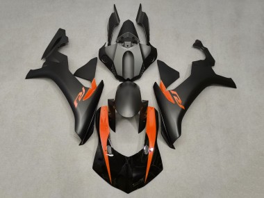 Custom 2015-2019 Yamaha YZF 1000 R1 Motorcycle Fairings - Matte Black Glossy Black Orange