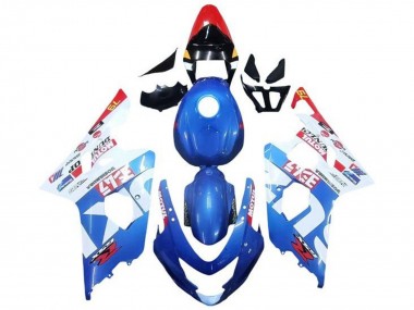 Custom 2004-2005 Suzuki GSXR 600 / GSXR 750 Motorcycle Fairings - Blue White Red Motul