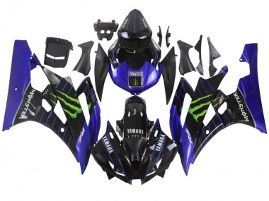 Custom 2006-2007 Yamaha YZF R6 Motorcycle Fairings - Blue Black Green Monster
