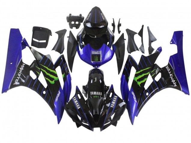 2006-2007 Yamaha YZF R6 Motorcycle Fairings - Blue Black Green Monster