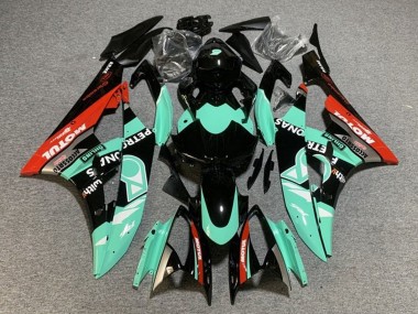 Custom 2006-2007 Yamaha YZF R6 Motorcycle Fairings - Light Green Red Black Petronas Motul